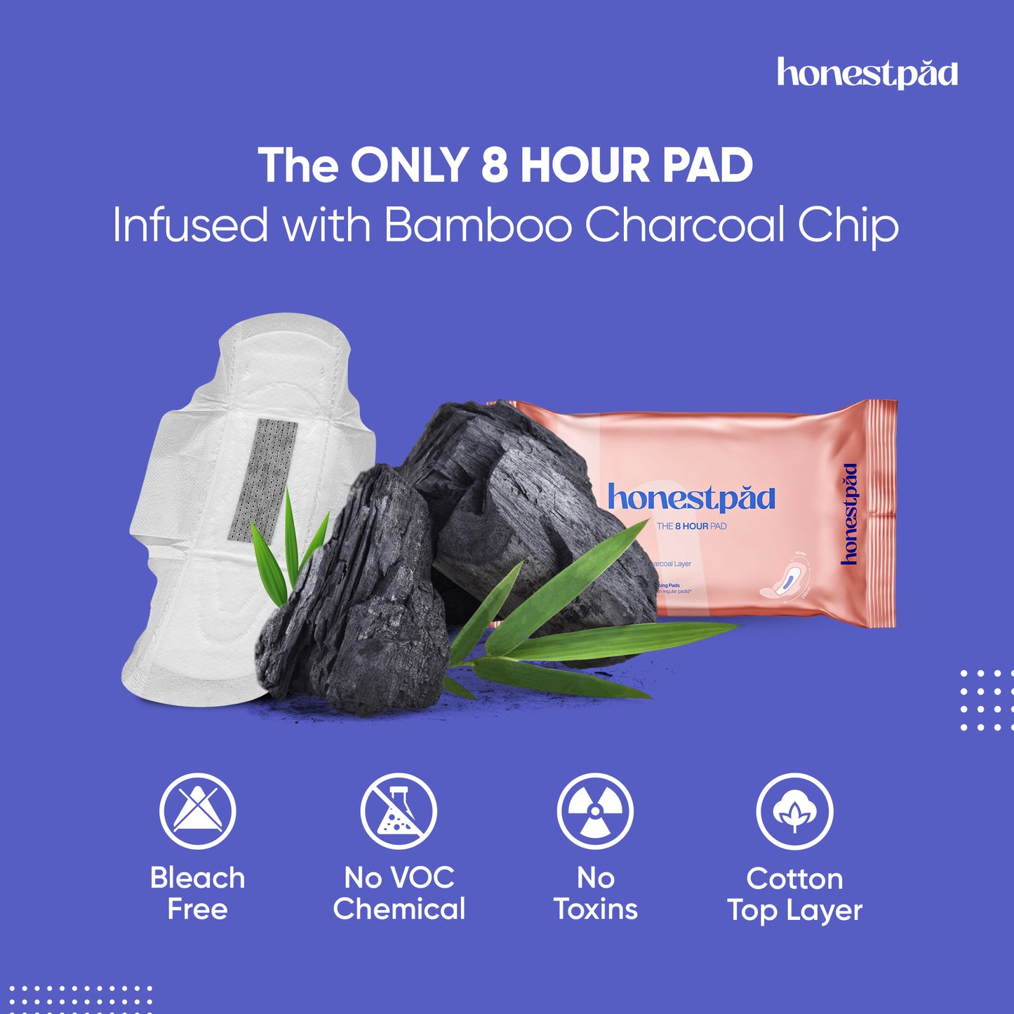 8-Hour Toxin-free Sanitary Napkin made of Bamboo Charcoal
