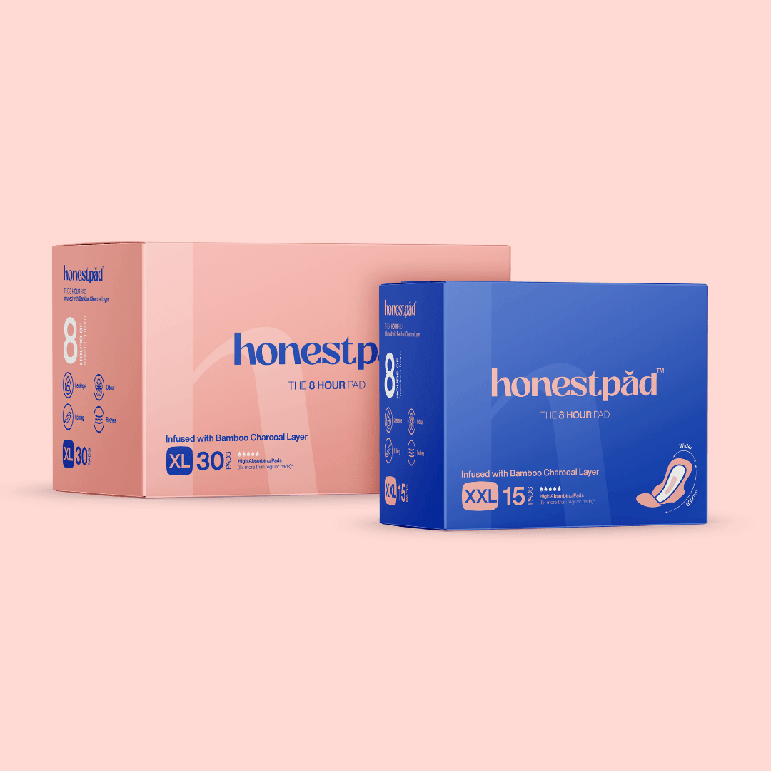 Jumbo Saver Pack Bamboo Charcoal 8 Hour Pad Toxin-free Medium Flow XL | XXL | 30 Pads | 45 Pads | 60 Pads - Honestpad