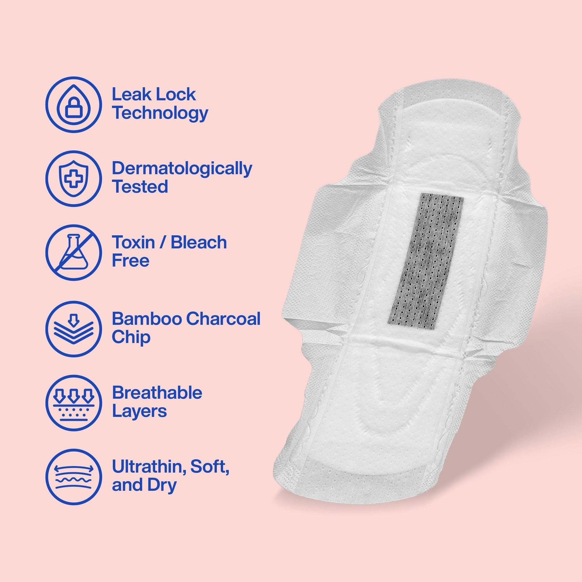 8-hour Toxin-free Sanitary Napkin made of Bamboo Charcoal - Honestpad